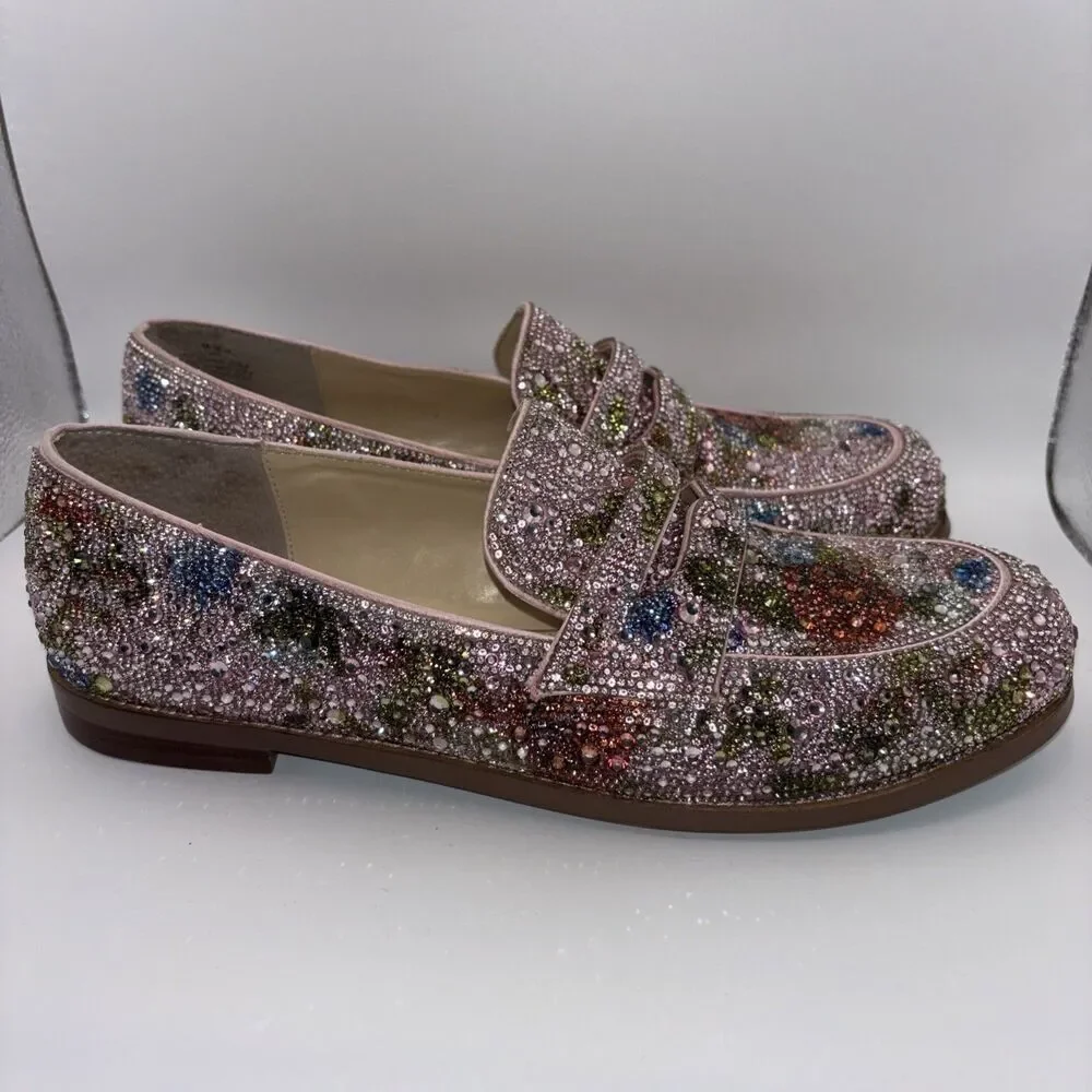 Betsey Johnson Aron Floral Bejeweled Rhinestone Loafers Women's Shoes Sz 11M - Picture 3 of 7